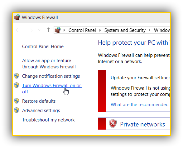 How to turn firewall on